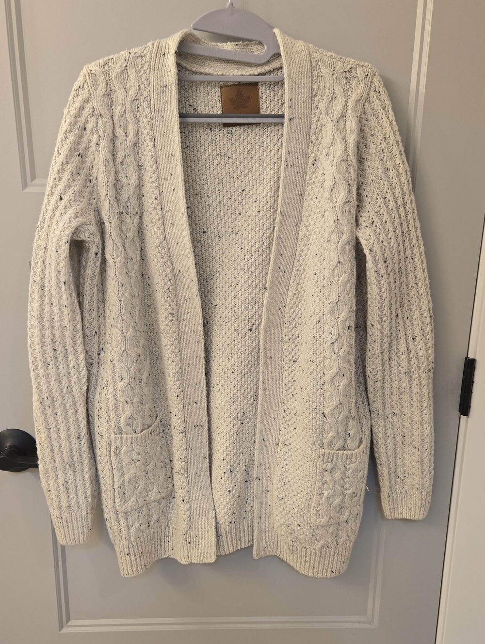 Open-Front Cream Cable Knit Cardigan Sweater